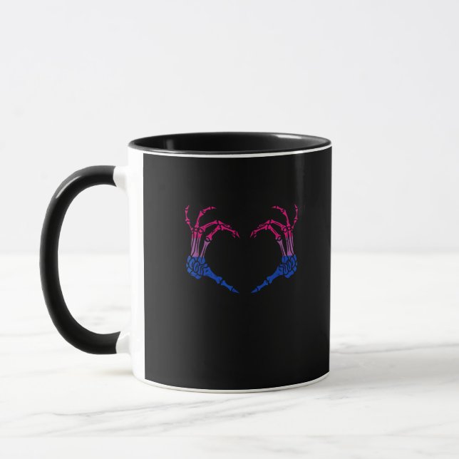 Skeleton Heart Bisexual Lgbt- Q Pride Hand Hand Mugg (Vänster)
