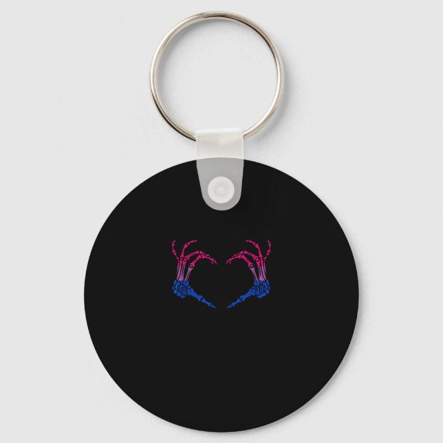 Skeleton Heart Bisexual Lgbt- Q Pride Hand Hand Nyckelring (Framsida)