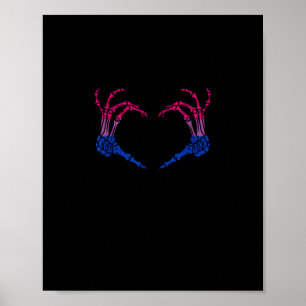 Skeleton Heart Bisexual Lgbt- Q Pride Hand Hand Poster