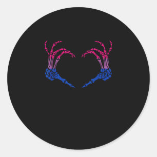 Skeleton Heart Bisexual Lgbt- Q Pride Hand Hand Runt Klistermärke