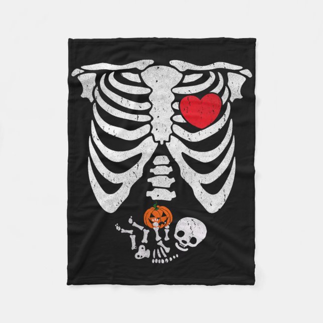 Skeleton Heart Halloween-kostumpar efter Fleecefilt (Framsidan)