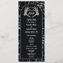 Skeleton Heart Halloween Välkommen Bröllop Ceremon Program