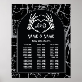 Skeleton Heart Händer Bord Plan Bröllop Seation Poster