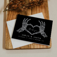 Skeleton Heart Händer Bröllop Tack, ditt kort