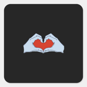 Skeleton Heart Händer Classic & Basic Halloween Fyrkantigt Klistermärke