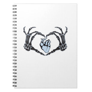 Skeleton Heart Händer Classic Design for Halloween Anteckningsbok