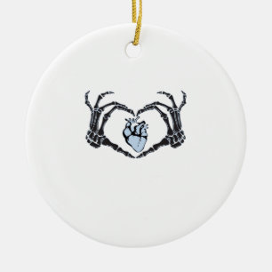 Skeleton Heart Händer Classic Design for Halloween Julgransprydnad Keramik