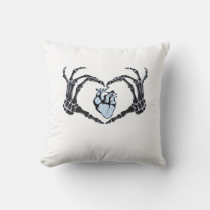 Skeleton Heart Händer Classic Design for Halloween Kudde