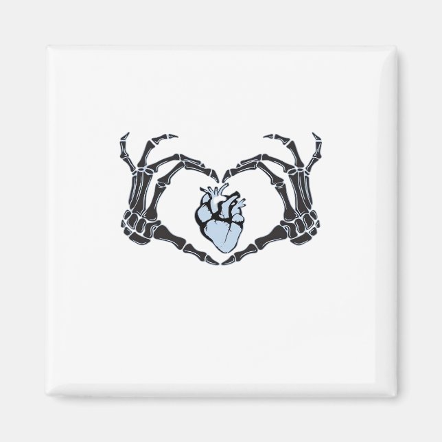 Skeleton Heart Händer Classic Design for Halloween Magnet (Framsidan)