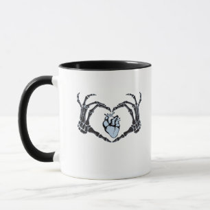 Skeleton Heart Händer Classic Design for Halloween Mugg