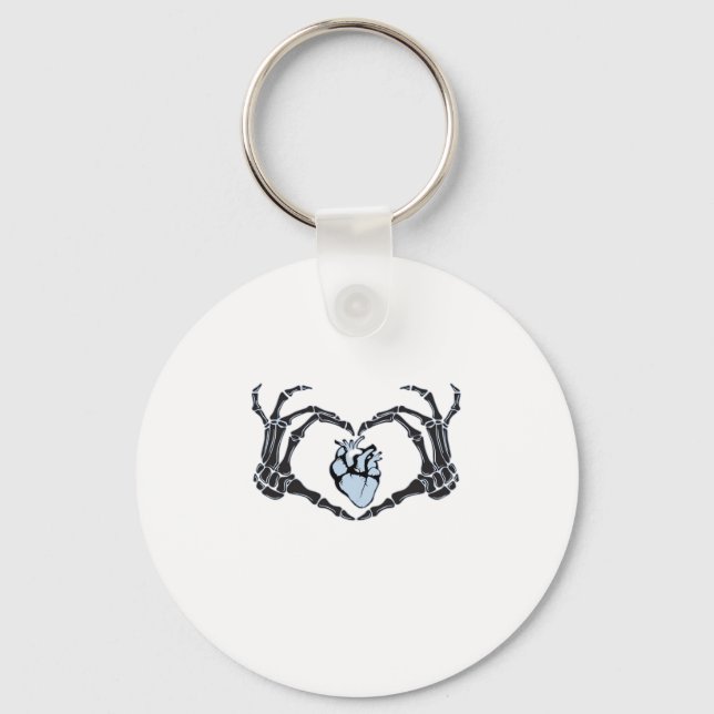Skeleton Heart Händer Classic Design for Halloween Nyckelring (Framsida)