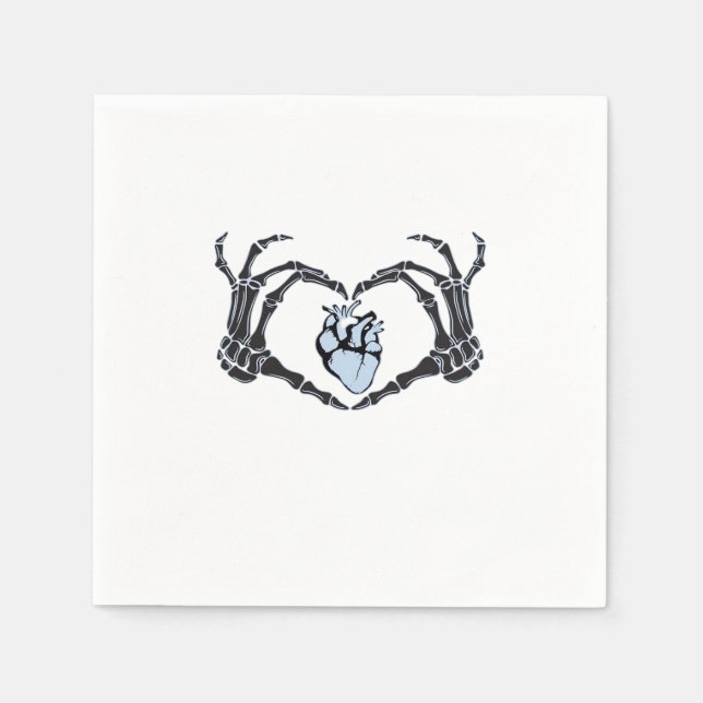 Skeleton Heart Händer Classic Design for Halloween Pappersservett (Framsidan)