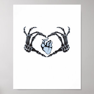 Skeleton Heart Händer Classic Design for Halloween Poster