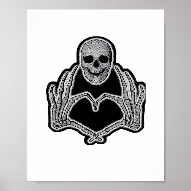 Skeleton Heart Händer Classic Poster (Framsidan)