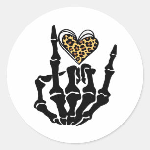 Skeleton Heart Händer Classic Runt Klistermärke