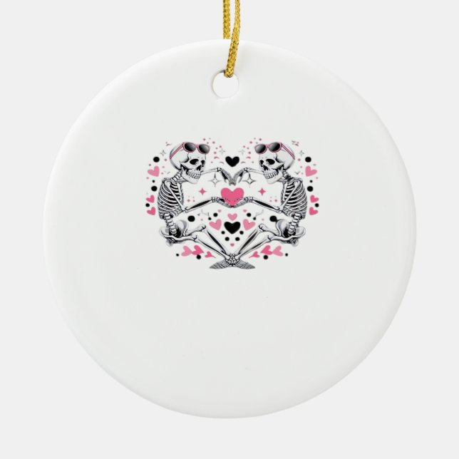 Skeleton Heart Händer Classic Viral Julgransprydnad Keramik (Framsidan)