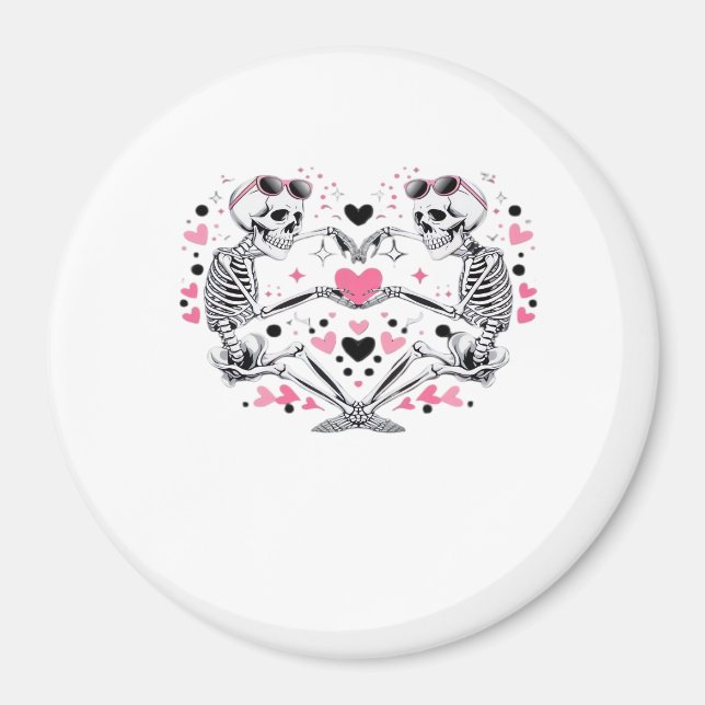 Skeleton Heart Händer Classic Viral Magnet (Framsidan)