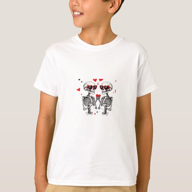 Skeleton Heart Händer för trender T Shirt (Framsida)