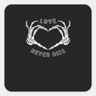 Skeleton Heart Händer Funny & Classic Fyrkantigt Klistermärke