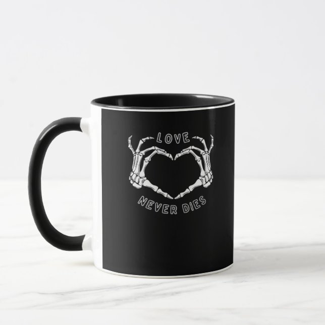 Skeleton Heart Händer Funny & Classic Mugg (Vänster)
