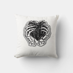 Skeleton Heart Händer Funny Kudde