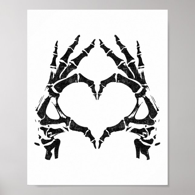 Skeleton Heart Händer - Halloween - Skeleton Hände Poster (Framsidan)