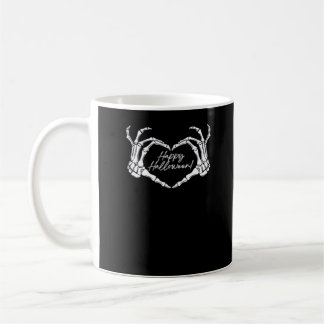Skeleton Heart Händer, Happy halloween Skeleton, H Kaffemugg