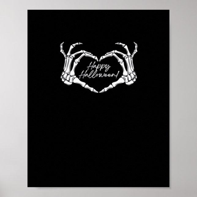 Skeleton Heart Händer, Happy halloween Skeleton, H Poster (Framsidan)