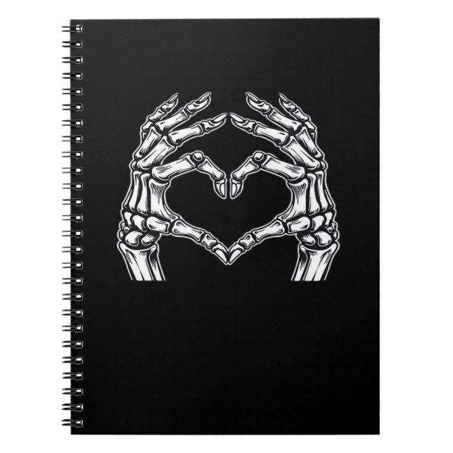 Skeleton Heart Händer Sign Halloween Costume Basic Anteckningsbok (Framsidan)