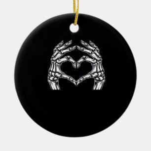 Skeleton Heart Händer Sign Halloween Costume Basic Julgransprydnad Keramik