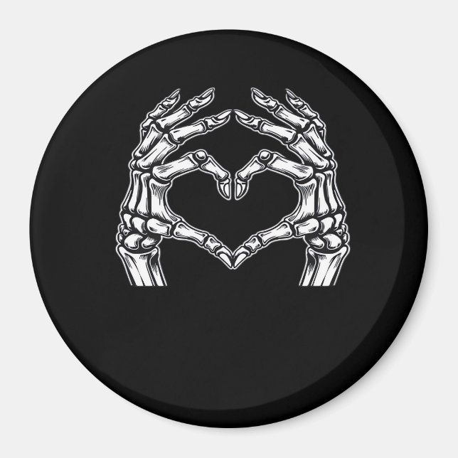 Skeleton Heart Händer Sign Halloween Costume Basic Magnet (Framsidan)