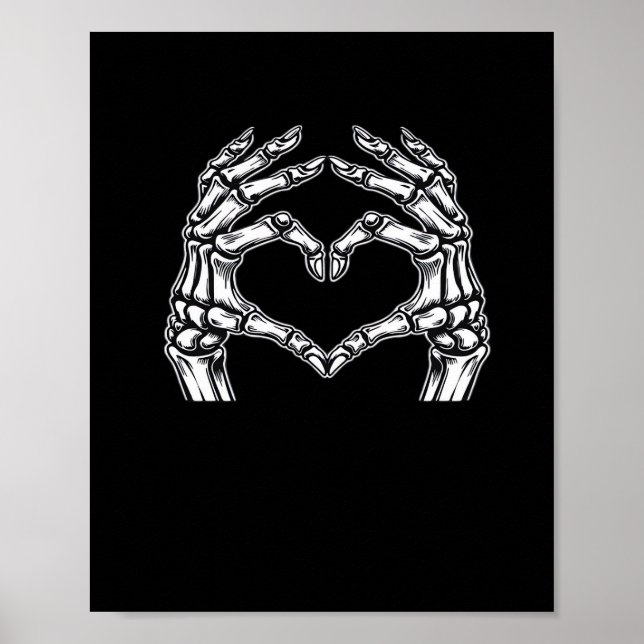 Skeleton Heart Händer Sign Halloween Costume Basic Poster (Framsidan)