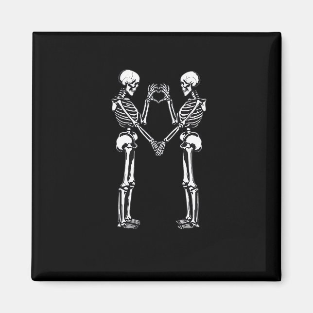 Skeleton Heart Händer Sign Halloween Costume Class Magnet (Framsidan)