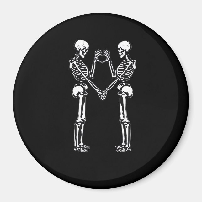 Skeleton Heart Händer Sign Halloween Costume Class Magnet (Framsidan)