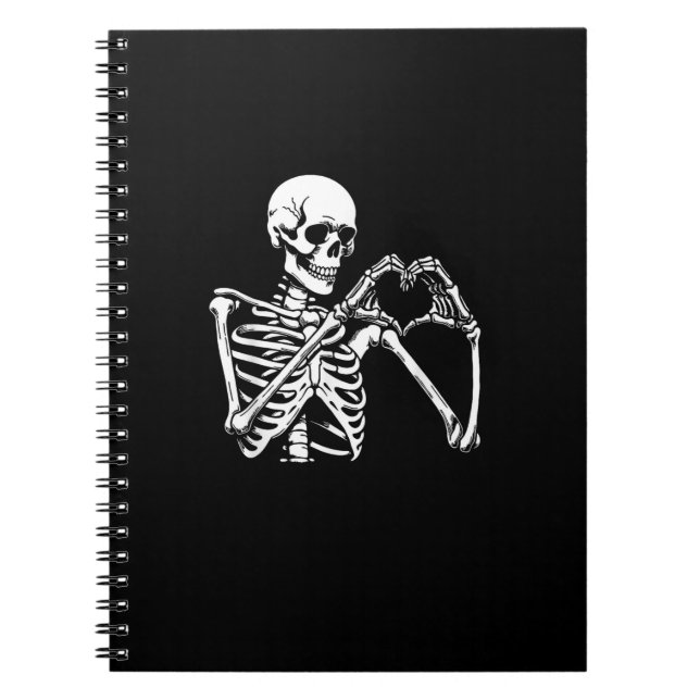 Skeleton Heart Händer Sign Halloween Costume Retro Anteckningsbok (Framsidan)