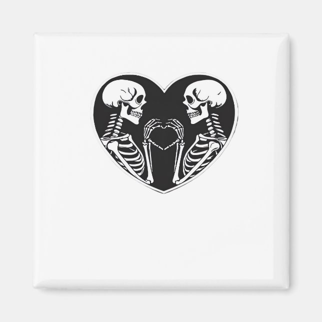 Skeleton Heart Händer Sign Halloween Costume Retro Magnet (Framsidan)