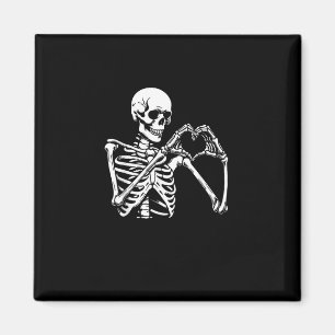 Skeleton Heart Händer Sign Halloween Costume Retro Magnet
