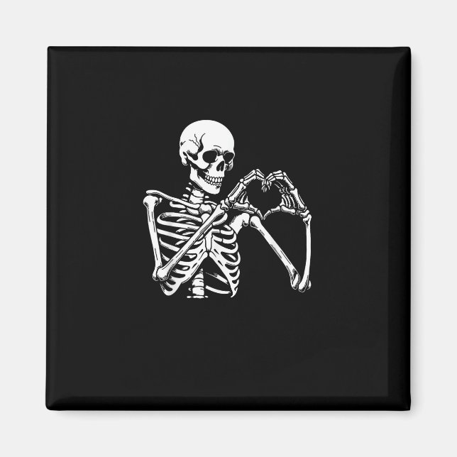 Skeleton Heart Händer Sign Halloween Costume Retro Magnet (Framsidan)