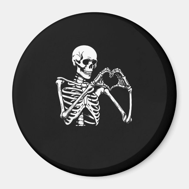Skeleton Heart Händer Sign Halloween Costume Retro Magnet (Framsidan)