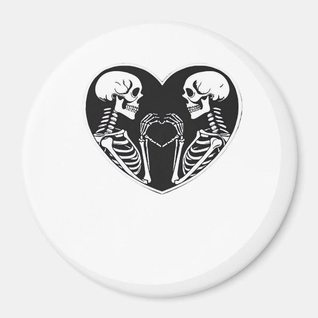 Skeleton Heart Händer Sign Halloween Costume Retro Magnet (Framsidan)