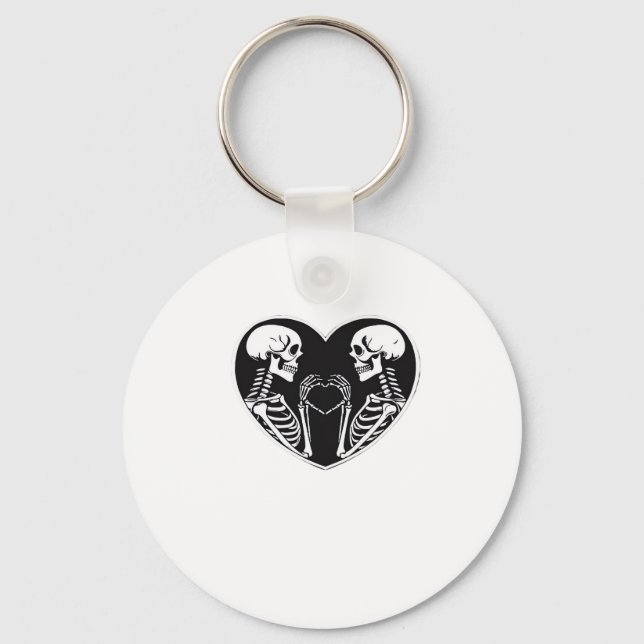 Skeleton Heart Händer Sign Halloween Costume Retro Nyckelring (Framsida)