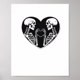 Skeleton Heart Händer Sign Halloween Costume Retro Poster