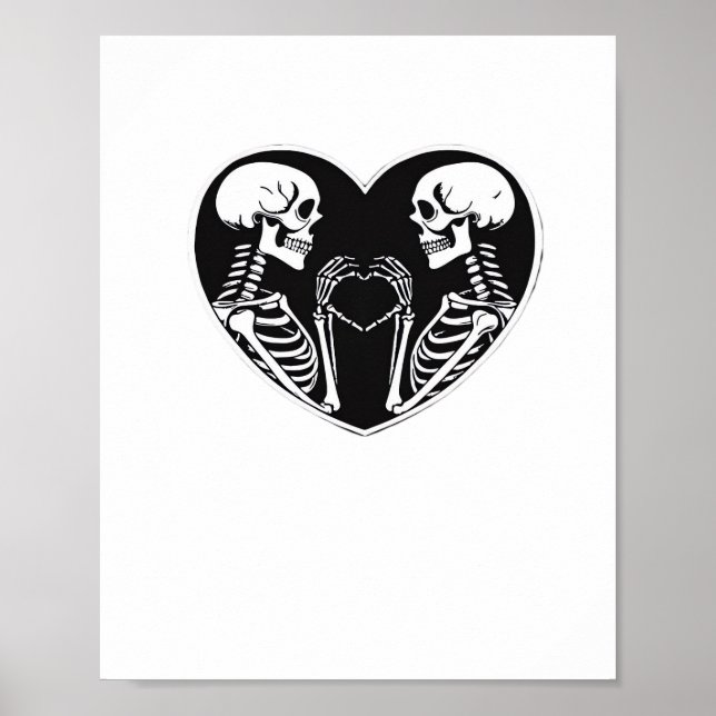 Skeleton Heart Händer Sign Halloween Costume Retro Poster (Framsidan)