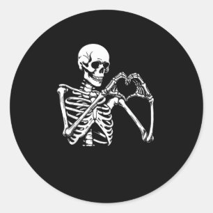 Skeleton Heart Händer Sign Halloween Costume Retro Runt Klistermärke