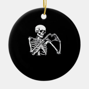 Skeleton Heart Händer Sign Halloween Costume Trend Julgransprydnad Keramik