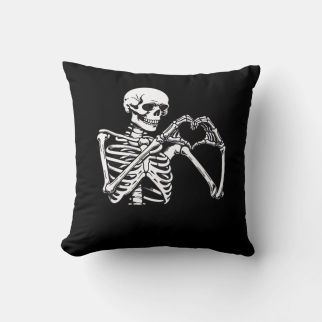 Skeleton Heart Händer Sign Halloween Costume Trend Kudde (Framsida)