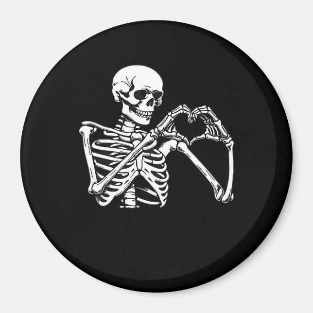 Skeleton Heart Händer Sign Halloween Costume Trend Magnet (Framsidan)