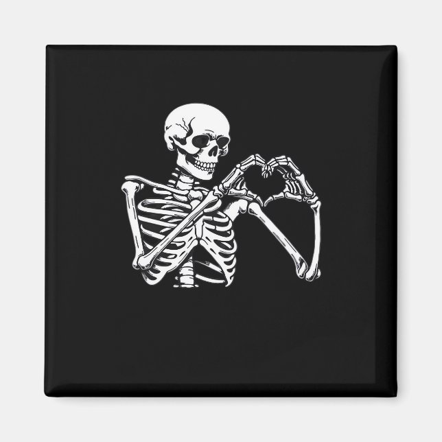 Skeleton Heart Händer Sign Halloween Costume Trend Magnet (Framsidan)