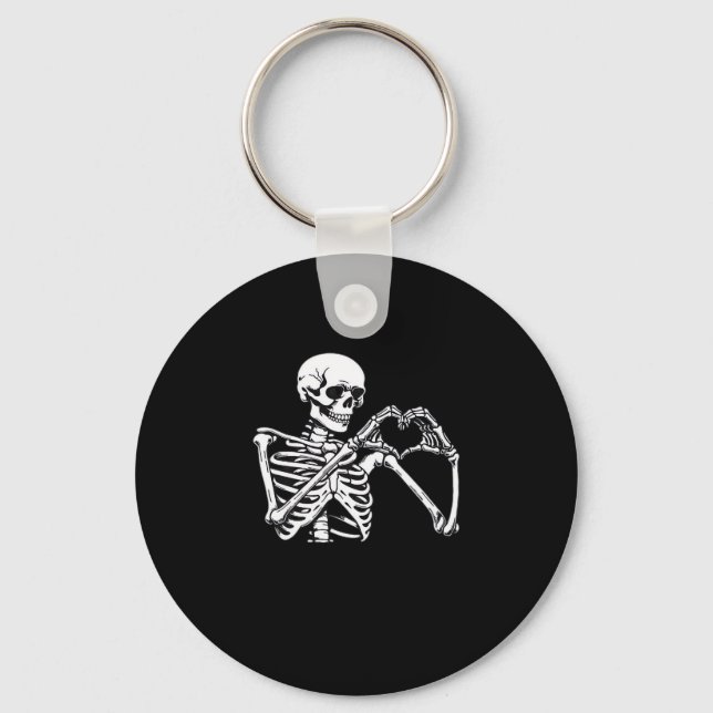 Skeleton Heart Händer Sign Halloween Costume Trend Nyckelring (Framsida)