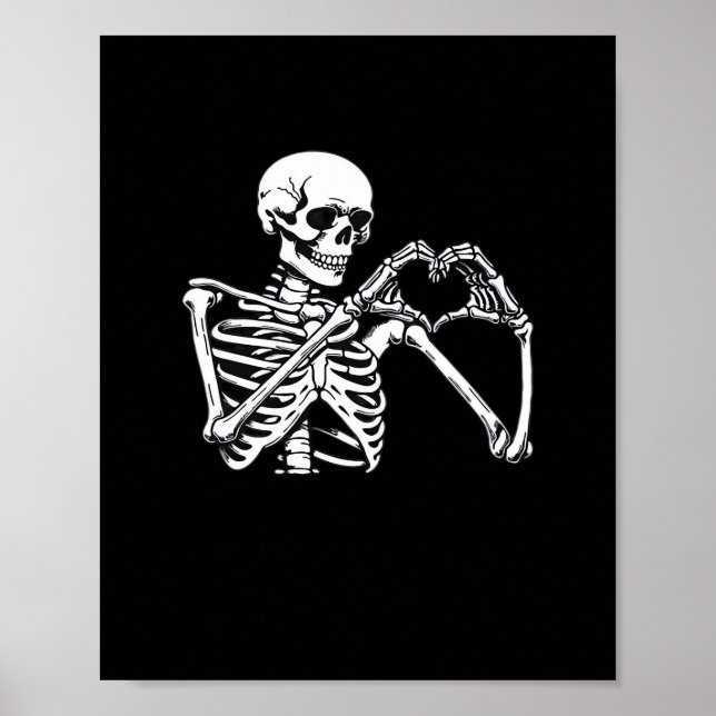 Skeleton Heart Händer Sign Halloween Costume Trend Poster (Framsidan)